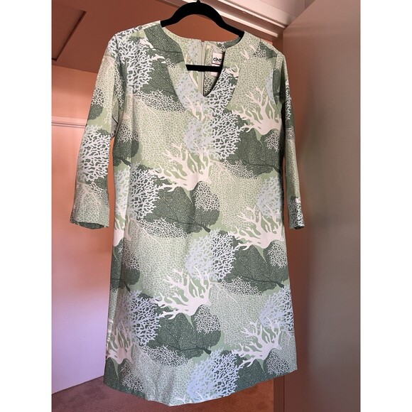 Cintas Four Seasons Resort Hualalai Uniform Muu Muu Dress Sz M Green Coral Print - Picture 2 of 13